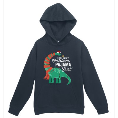 This Is My Christmas Pajama Dinosaur Brontosaurus Xmas Long Sleeve Urban Pullover Hoodie