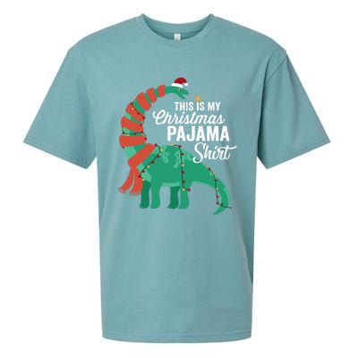 This Is My Christmas Pajama Dinosaur Brontosaurus Xmas Long Sleeve Sueded Cloud Jersey T-Shirt