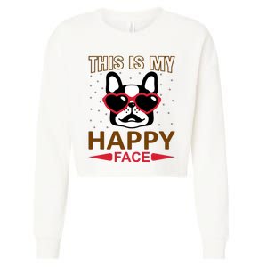 This Is My Happy Face Cropped Pullover Crew