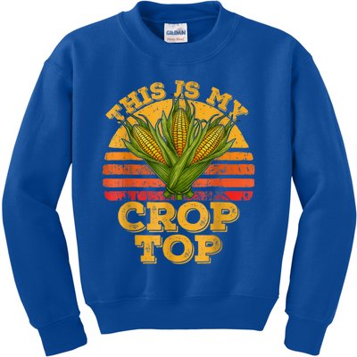 This Is My Crop Top Funny Farmer Farming Corn Lover Retro Kids Sweatshirt