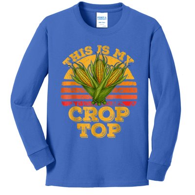 This Is My Crop Top Funny Farmer Farming Corn Lover Retro Kids Long Sleeve Shirt