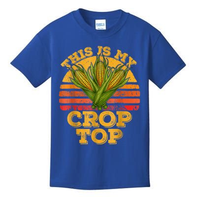 This Is My Crop Top Funny Farmer Farming Corn Lover Retro Kids T-Shirt