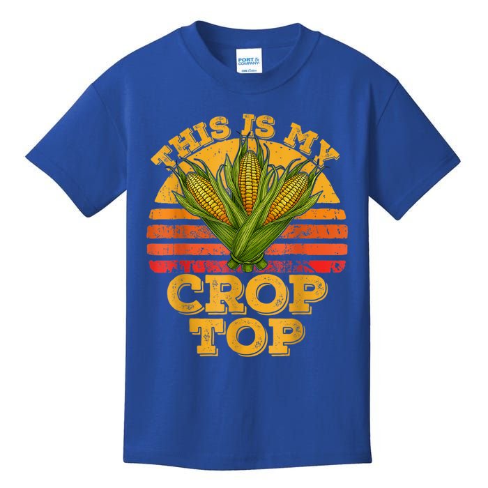 This Is My Crop Top Funny Farmer Farming Corn Lover Retro Kids T-Shirt