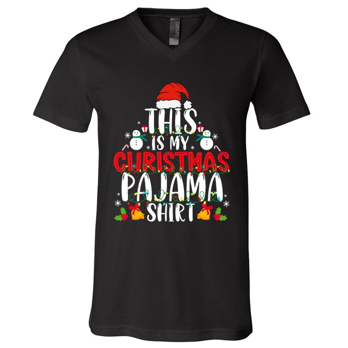 This Is My Christmas Pajama Xmas Family Christmas 2024 V-Neck T-Shirt