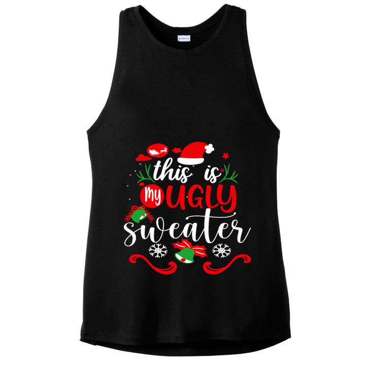 This Is My Ugly Sweater Funny Christmas Xmas Holiday Ladies PosiCharge Tri-Blend Wicking Tank