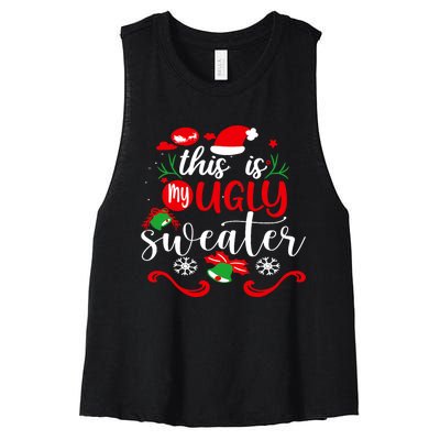 This Is My Ugly Sweater Funny Christmas Xmas Holiday Women's Racerback Cropped Tank