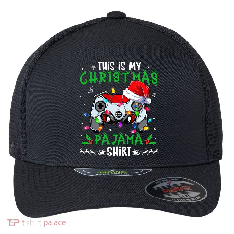 This Is My Christmas Pajama Video Game Gamer Boy Teens Flexfit Unipanel Trucker Cap