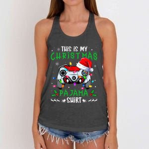 This Is My Christmas Pajama Video Game Gamer Boy Teens Women's Knotted Racerback Tank