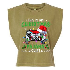 This Is My Christmas Pajama Video Game Gamer Boy Teens Garment-Dyed Women's Muscle Tee