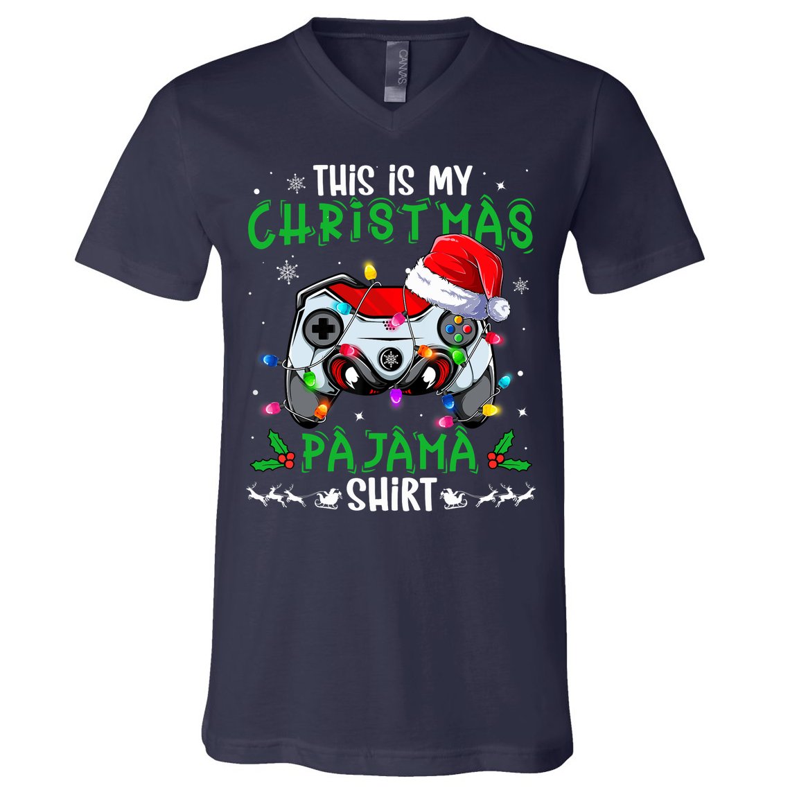 This Is My Christmas Pajama Video Game Gamer Boy Teens V-Neck T-Shirt