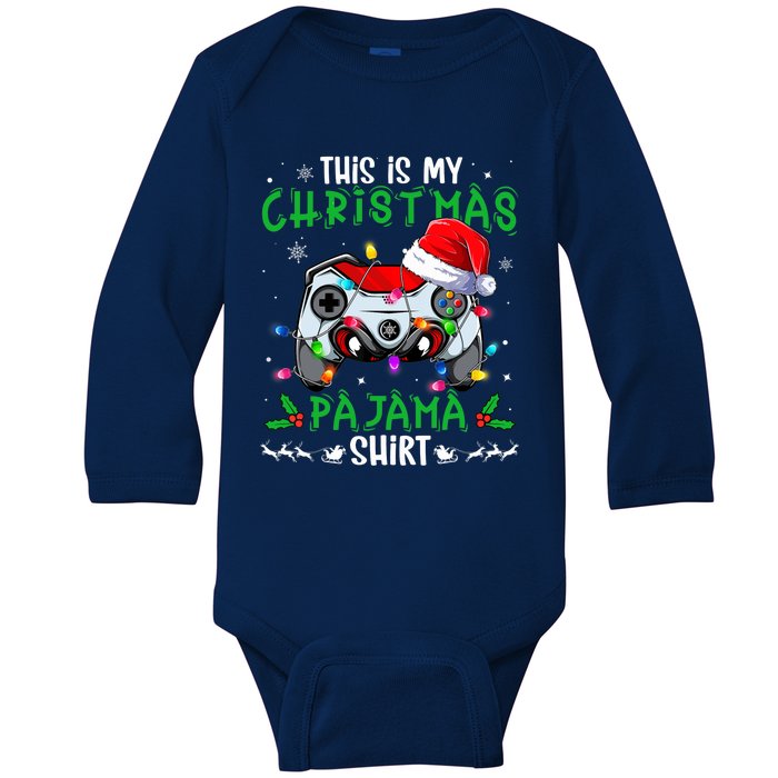 This Is My Christmas Pajama Video Game Gamer Boy Teens Baby Long Sleeve Bodysuit