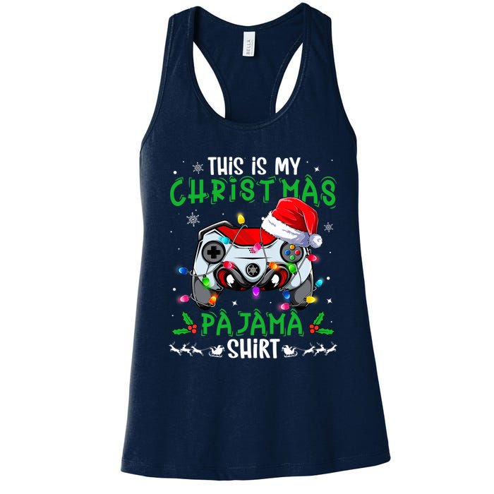 This Is My Christmas Pajama Video Game Gamer Boy Teens Women's Racerback Tank