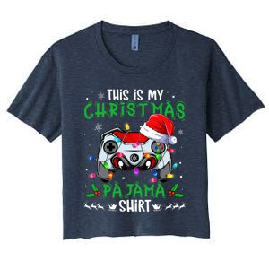 This Is My Christmas Pajama Video Game Gamer Boy Teens Women's Crop Top Tee