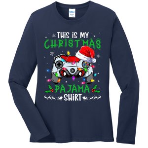 This Is My Christmas Pajama Video Game Gamer Boy Teens Ladies Long Sleeve Shirt