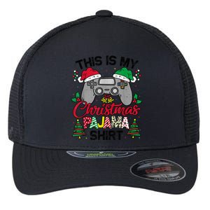 This Is My Christmas Pajama Gamer Shirt Christmas Gaming Flexfit Unipanel Trucker Cap