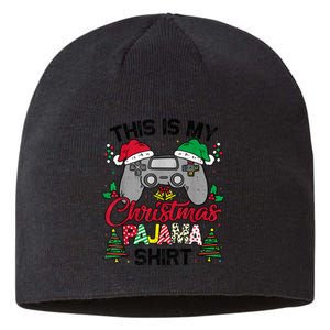 This Is My Christmas Pajama Gamer Shirt Christmas Gaming Sustainable Beanie