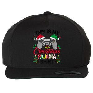 This Is My Christmas Pajama Gamer Shirt Christmas Gaming Wool Snapback Cap