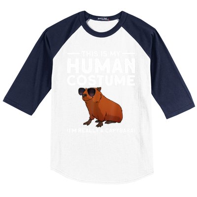 This Is My Human Costume I Am Really A Capybara Baseball Sleeve Shirt