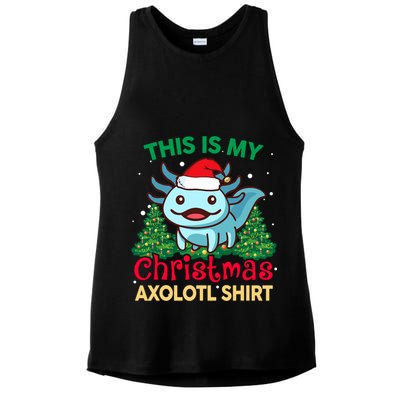 This Is My Christmas Axolotl Pajamas Pjs Ladies PosiCharge Tri-Blend Wicking Tank