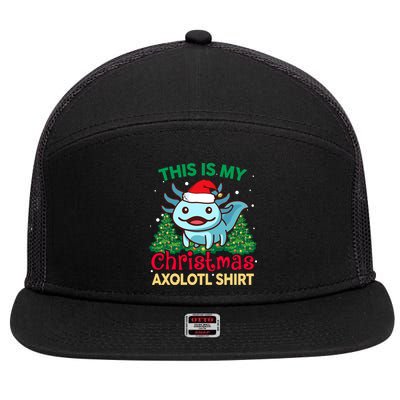 This Is My Christmas Axolotl Pajamas Pjs 7 Panel Mesh Trucker Snapback Hat