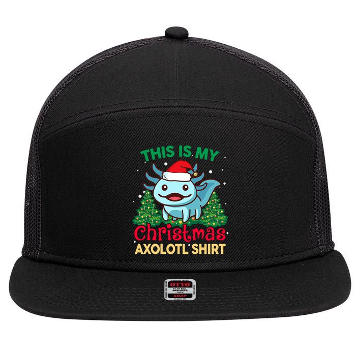 This Is My Christmas Axolotl Pajamas Pjs 7 Panel Mesh Trucker Snapback Hat