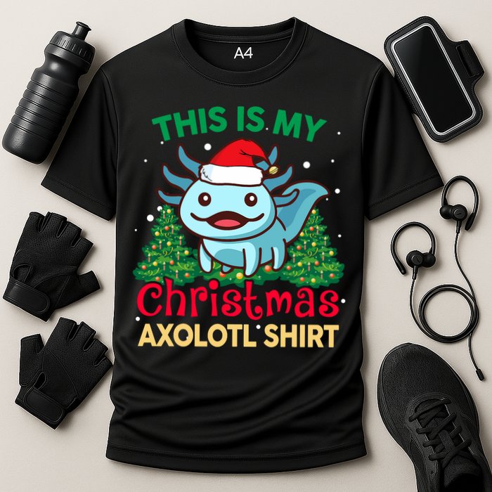 This Is My Christmas Axolotl Pajamas Pjs Cooling Performance Crew T-Shirt