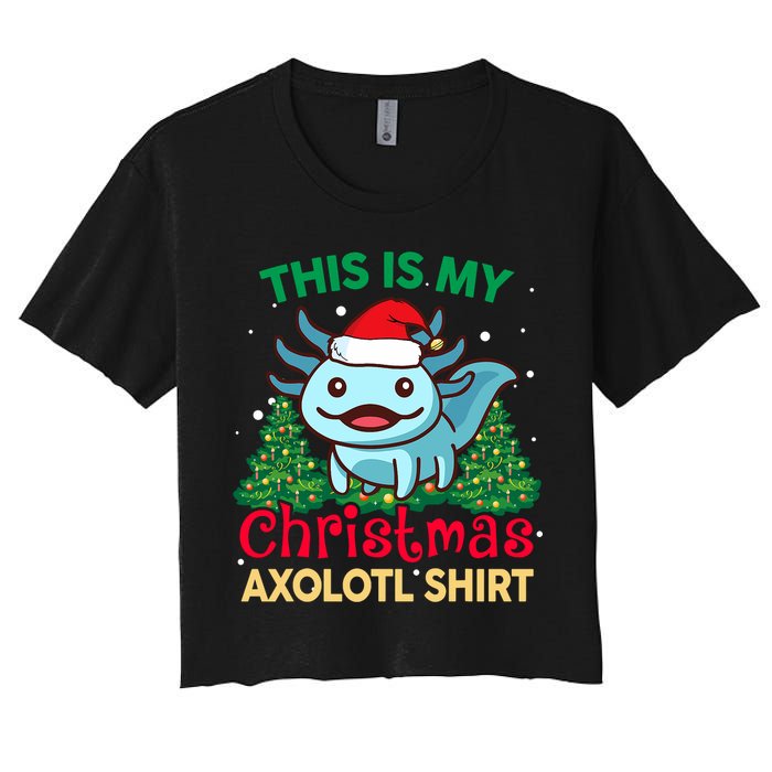 This Is My Christmas Axolotl Pajamas Pjs Women's Crop Top Tee