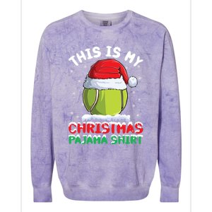 This Is My Christmas Pajama Gift Tennis Ball Santa Hat Xmas Cool Gift Colorblast Crewneck Sweatshirt