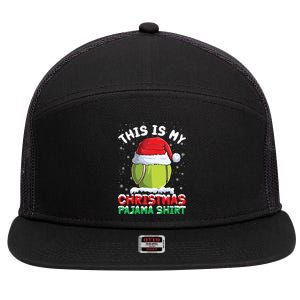 This Is My Christmas Pajama Gift Tennis Ball Santa Hat Xmas Cool Gift 7 Panel Mesh Trucker Snapback Hat