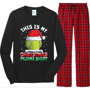 This Is My Christmas Pajama Gift Tennis Ball Santa Hat Xmas Cool Gift Long Sleeve Pajama Set