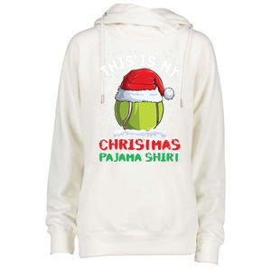 This Is My Christmas Pajama Gift Tennis Ball Santa Hat Xmas Cool Gift Womens Funnel Neck Pullover Hood