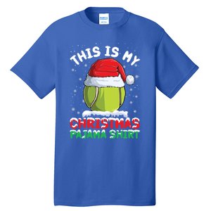 This Is My Christmas Pajama Gift Tennis Ball Santa Hat Xmas Cool Gift Tall T-Shirt