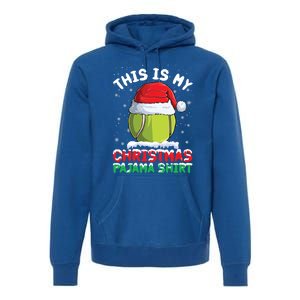 This Is My Christmas Pajama Gift Tennis Ball Santa Hat Xmas Cool Gift Premium Hoodie