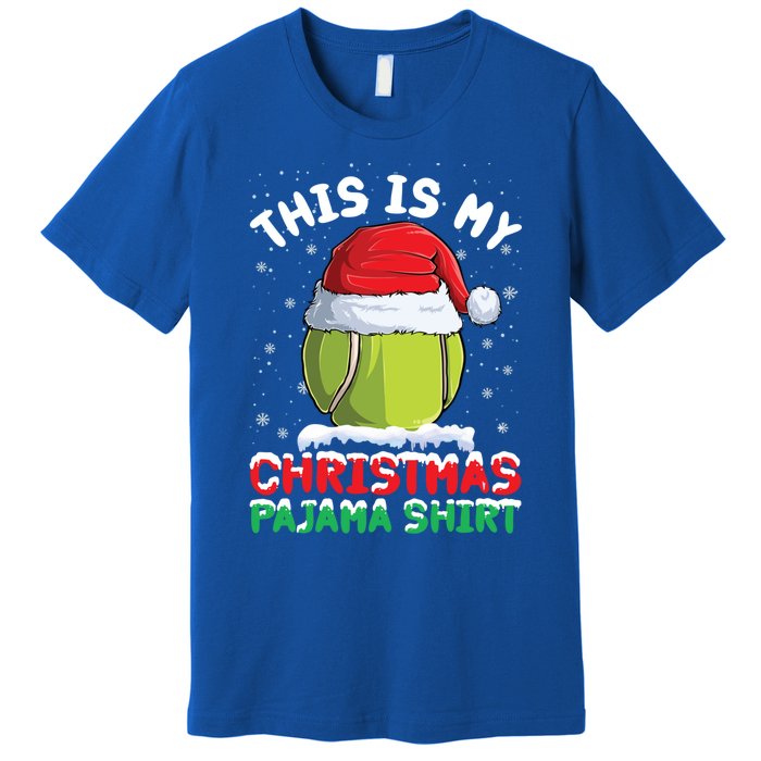 This Is My Christmas Pajama Gift Tennis Ball Santa Hat Xmas Cool Gift Premium T-Shirt