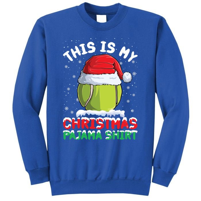 This Is My Christmas Pajama Gift Tennis Ball Santa Hat Xmas Cool Gift Tall Sweatshirt