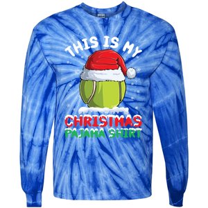 This Is My Christmas Pajama Gift Tennis Ball Santa Hat Xmas Cool Gift Tie-Dye Long Sleeve Shirt