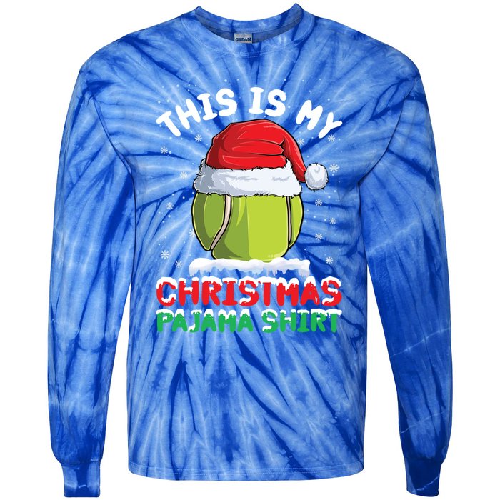 This Is My Christmas Pajama Gift Tennis Ball Santa Hat Xmas Cool Gift Tie-Dye Long Sleeve Shirt