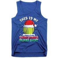 This Is My Christmas Pajama Gift Tennis Ball Santa Hat Xmas Cool Gift Tank Top