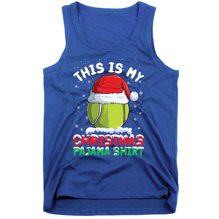 This Is My Christmas Pajama Gift Tennis Ball Santa Hat Xmas Cool Gift Tank Top