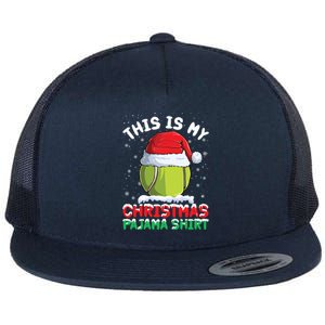 This Is My Christmas Pajama Gift Tennis Ball Santa Hat Xmas Cool Gift Flat Bill Trucker Hat