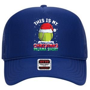 This Is My Christmas Pajama Gift Tennis Ball Santa Hat Xmas Cool Gift High Crown Mesh Back Trucker Hat