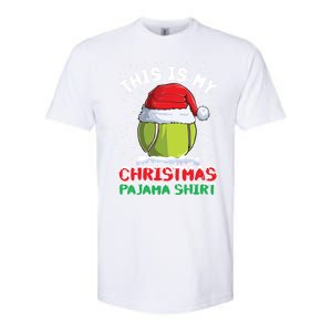 This Is My Christmas Pajama Gift Tennis Ball Santa Hat Xmas Cool Gift Softstyle CVC T-Shirt