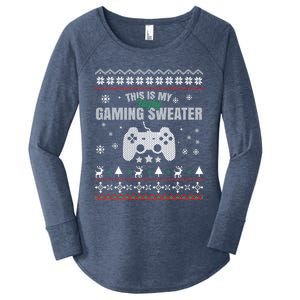 This Is My Ugly Gaming Funny Christmas Video Gamer Cute Gift Women's Perfect Tri Tunic Long Sleeve Shirt