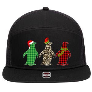 This Is My Christmas Pajama Penguin Xmas Tree Animals Great Gift 7 Panel Mesh Trucker Snapback Hat