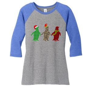 This Is My Christmas Pajama Penguin Xmas Tree Animals Great Gift Women's Tri-Blend 3/4-Sleeve Raglan Shirt