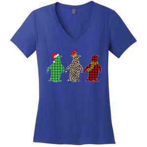 This Is My Christmas Pajama Penguin Xmas Tree Animals Great Gift Women's V-Neck T-Shirt