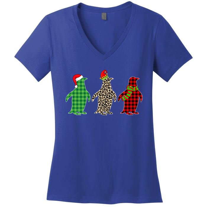 This Is My Christmas Pajama Penguin Xmas Tree Animals Great Gift Women's V-Neck T-Shirt