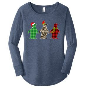 This Is My Christmas Pajama Penguin Xmas Tree Animals Great Gift Women's Perfect Tri Tunic Long Sleeve Shirt