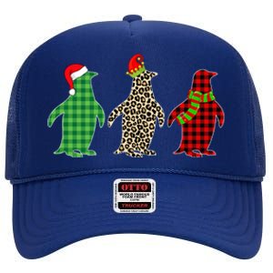 This Is My Christmas Pajama Penguin Xmas Tree Animals Great Gift High Crown Mesh Back Trucker Hat