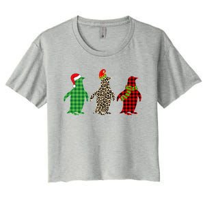 This Is My Christmas Pajama Penguin Xmas Tree Animals Great Gift Women's Crop Top Tee